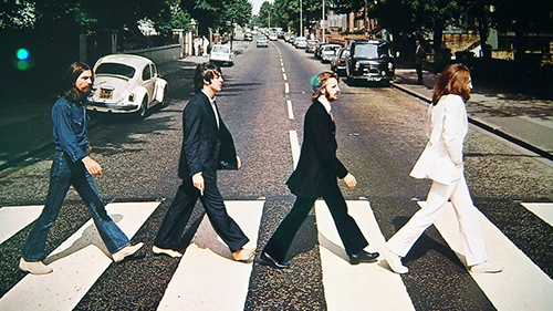 An image of front album cover for <em>Abbey Road</em>, including the '28 IF' license plate described in Everette & Riley (2019). Original source: CTV News, www.ctvnews.ca/entertainment/the-beatles-abbey-road-album-cover-still-iconic-50-years-later-1.4541118.